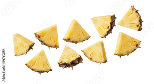 Fresh pineapple slices on a transparent background