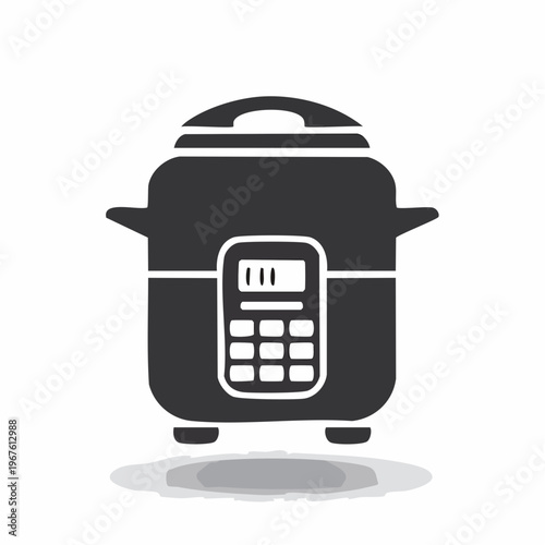Black and white illustration of a modern electric pressure cooker