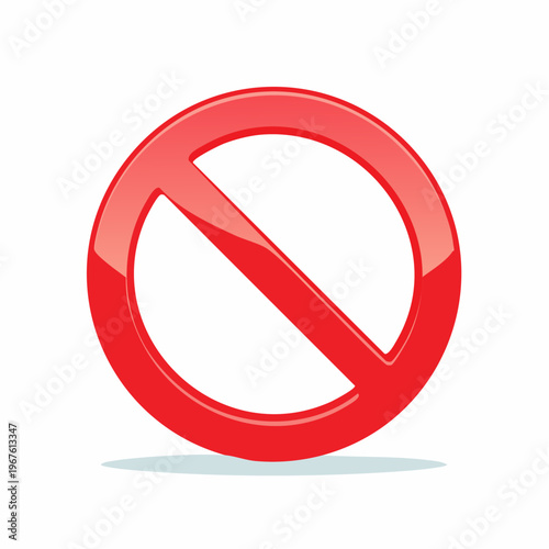 Red glossy prohibition sign with shadow and gradient