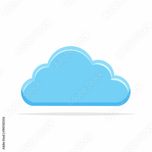 Cartoon Cloud Illustration with Shadow, Weather Concept Graphic