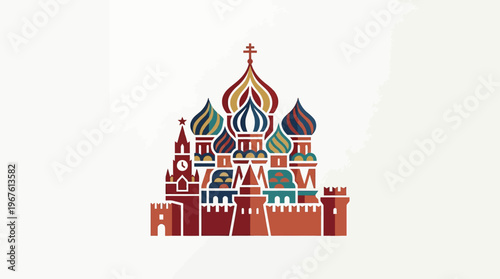 Stylized Illustration of St. Basil's Cathedral Moscow