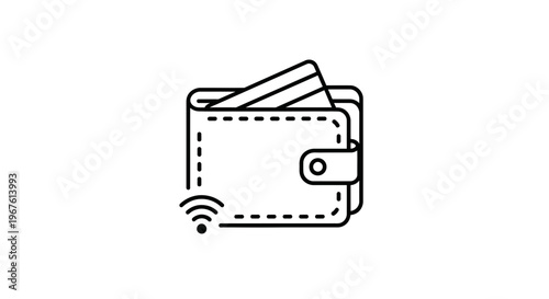 Digital Wallet Icon with Credit Card and NFC Payment Symbol
