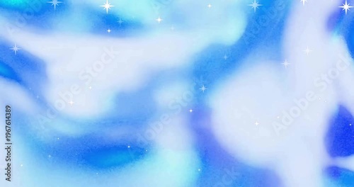 Animation of pride text between lines and falling stars against abstract pattern