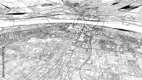 3D looped animation of city - St. Louis Missouri USA