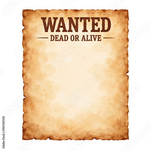 Schilderij op canvas Watercolor wanted dead or alive poster template illustration, vintage western pa