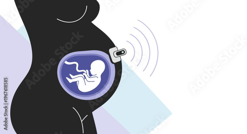 Pregnancy Ultrasound: Fetus in Womb with Doppler Monitor, Medical Technology