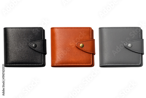 Varying leather wallets displaying fashion and accessories