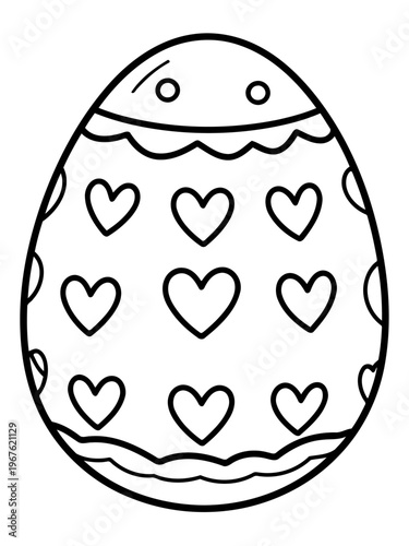 Easter Egg of Love: A delightful easter egg, adorned with heart patterns, symbolizes the joy and blessings of the spring season. The simple line art evokes warmth and cheer.