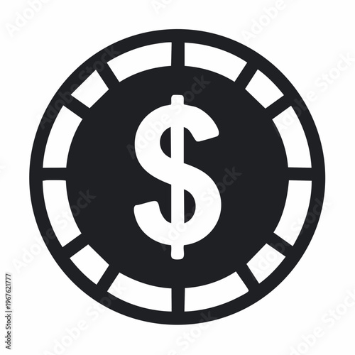 Casino chip icon with dollar sign symbol