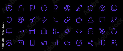Premium Minimalist Line Icon Set for Website App Interface and Tech UI Design