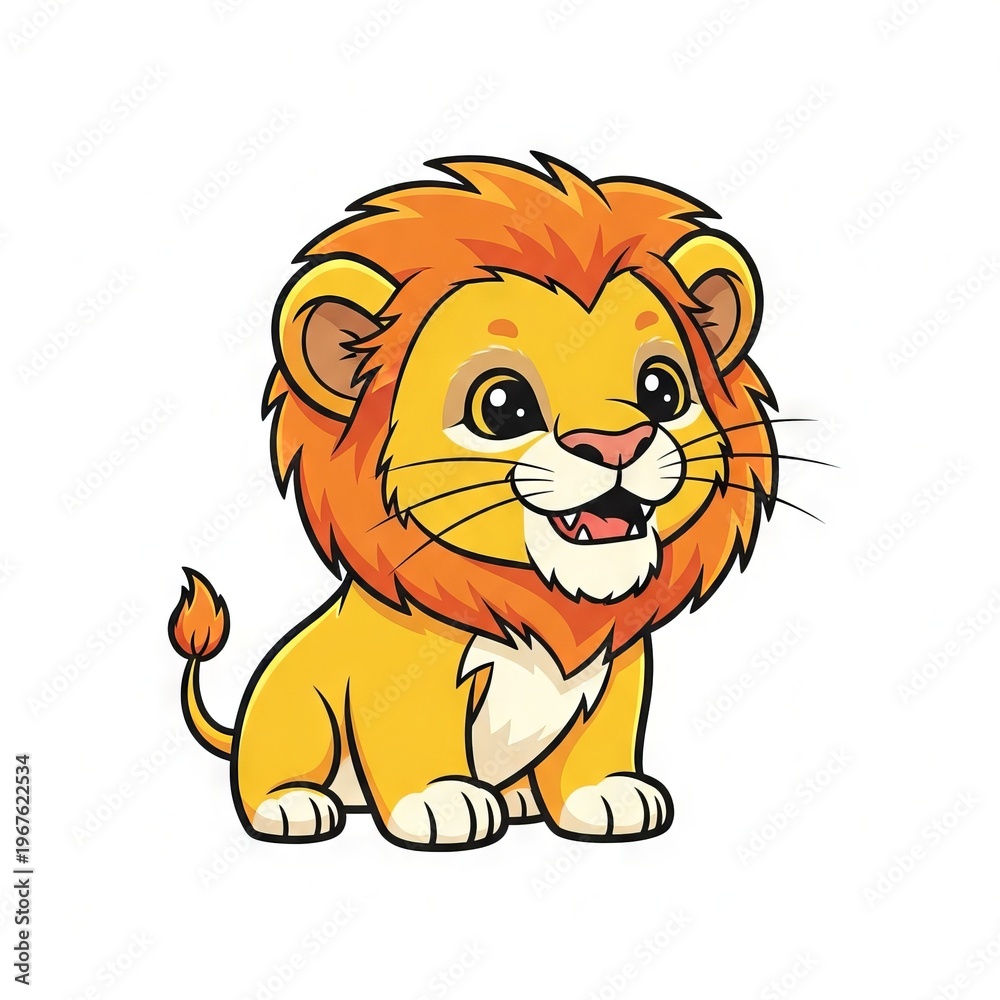 Obraz premium Lion vector illustration isolated on white background. Cartoon and minimal wildlife animal suitable for mascots, logos, education, and nature-themed designs.