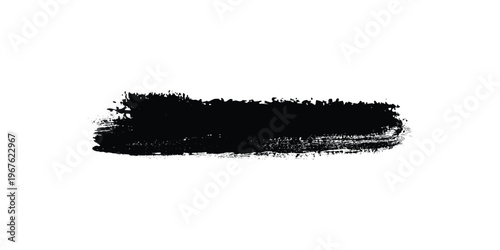 Foto Black ink brush stroke on transparent background paint smear isolated grunge texture element for design projects and artistic compositions