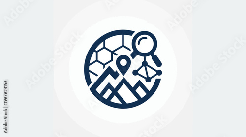 Abstract Map Navigation and Research Icon