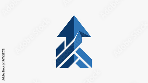 Abstract Arrow Logo Design in Blue