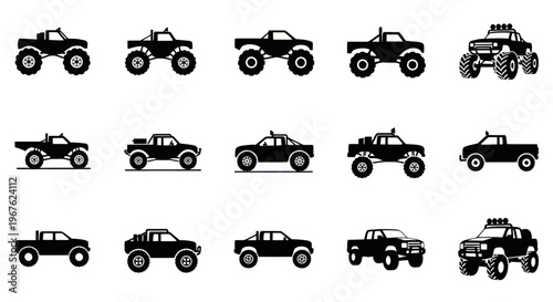 Monster Trucks and Pickup Trucks Set: Silhouette Collection