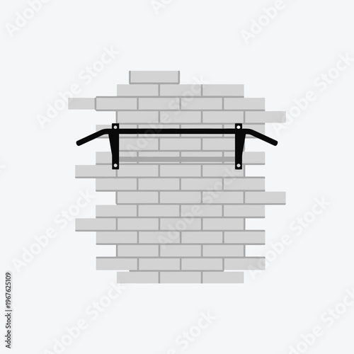 Sleek black pull-up bar for home gym workouts, mounted on a modern light brick wall, perfect for bodyweight exercises and comprehensive strength training