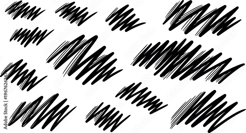 Naklejka premium A creative black scribble pattern on a clean white background for design use