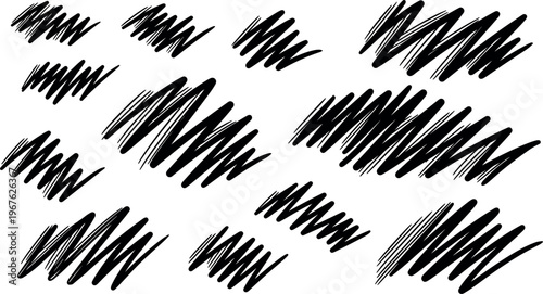 A creative black scribble pattern on a clean white background for design use