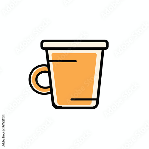 A simple illustration of a coffee mug, filled with a warm beverage, ready to enjoy