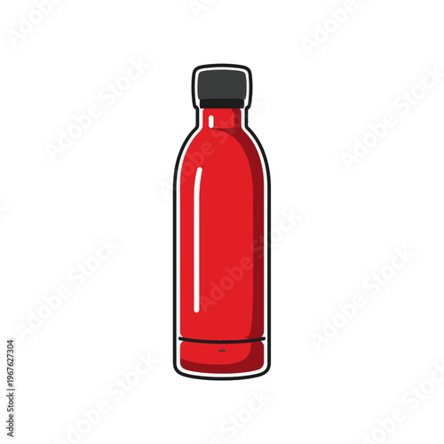 A red insulated water bottle isolated on a clean surface