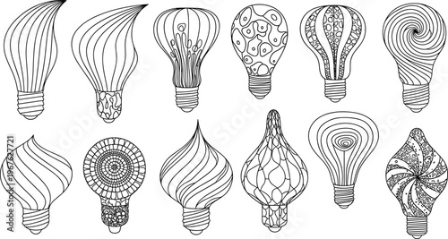 A collection of unique and creative light bulb designs are shown