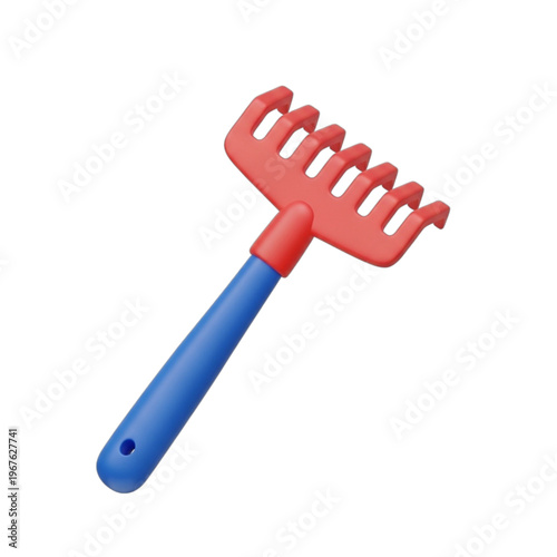 Colorful 3D plastic toy rake for children's sandbox and beach play