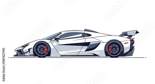 A sleek white sports car illustration with a modern and aerodynamic design.