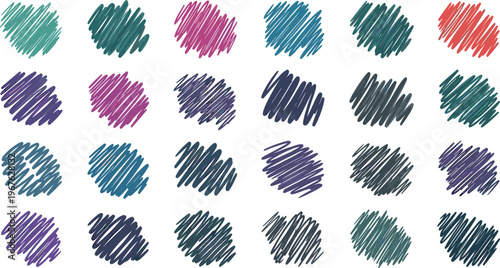 A colorful array of hand-drawn scribbles in various shades and hues