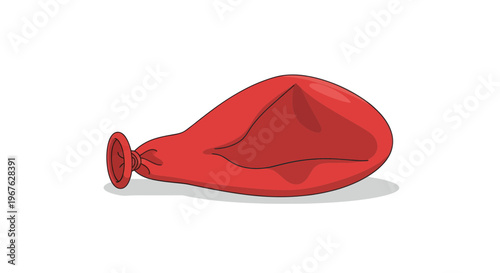 Deflated Red Balloon on White Background