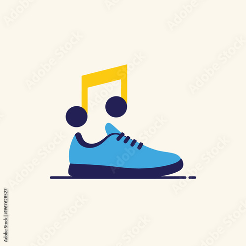 Running Shoes with Musical Notes, Representing Fitness and Auditory Experiences