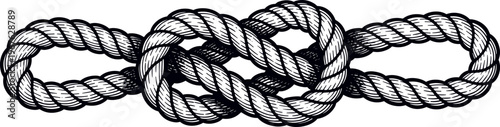 A detailed illustration of a secure rope knot on a plain background