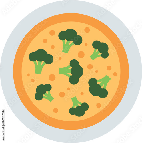 A plate of delicious broccoli pizza on a white background