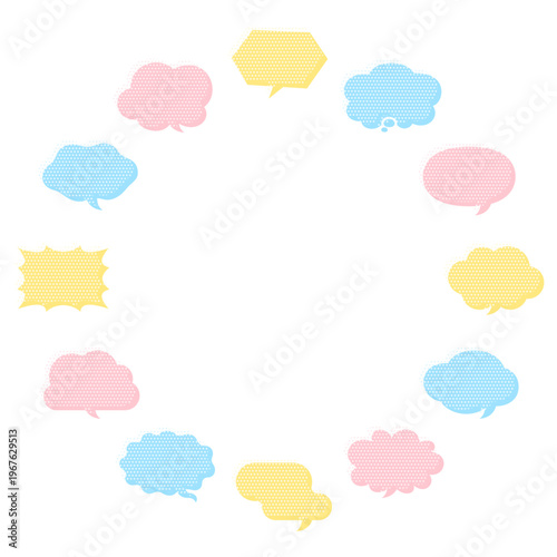 色々な形の吹き出しの円形フレーム