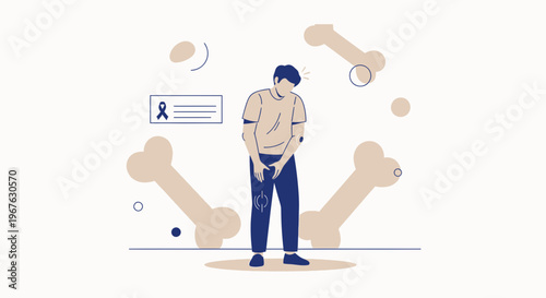 Man with bone pain, osteoporosis, arthritis, joint pain, skeletal health concept