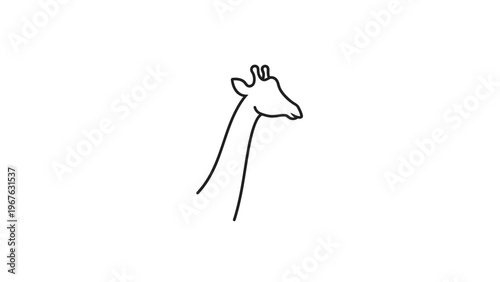 A simple line drawing of a giraffe's head and neck against a white background.