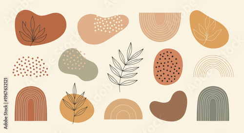 Abstract Organic Shapes and Botanical Elements Collection.