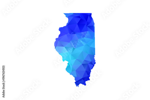 Illinois map - Polygon Style Vector Illustration in Blue Gradient, Low Poly Geometric Design, Isolated on White Background, Perfect for Infographics, Education, and Modern Presentations.