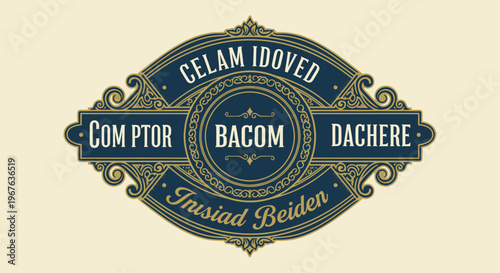 Vintage Emblem with Ornate Details and Text Elements.