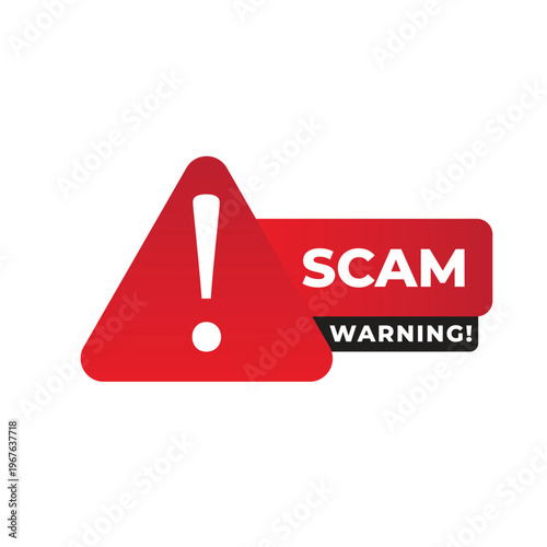 Scam Warning Alert Icon – Red Triangle Exclamation Fraud Safety Sign