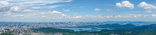 Aerial view of modern city with blue sky