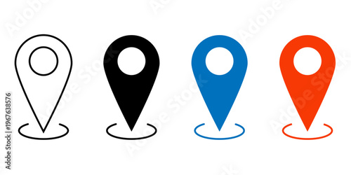 Location Pin Icon Set Map Marker Navigation GPS Pointer Vector Design