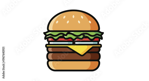 Delicious Double Cheeseburger with Fresh Toppings and Sesame Seed Bun.