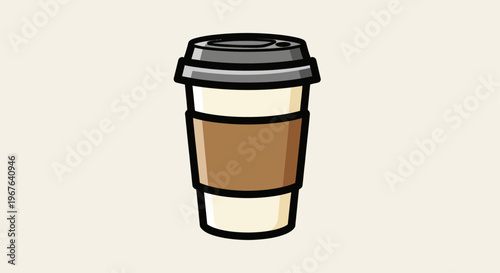 Disposable Coffee Cup with Sleeve and Lid.