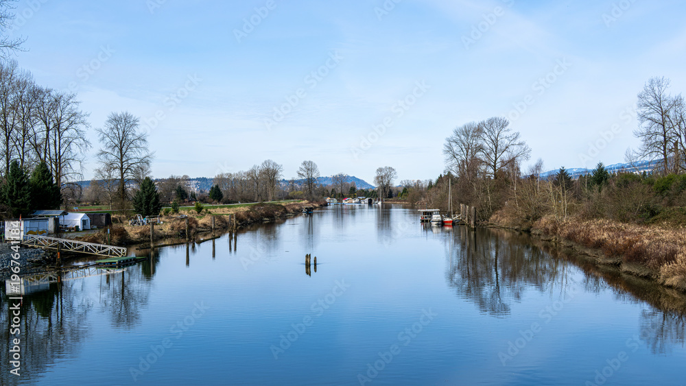 Fototapeta premium Scenic Alouette river landscape, BC Canada