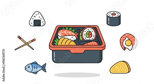 Japanese food bento box meal.