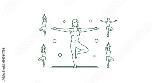 Woman in yoga tree pose variation.