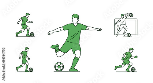 Man playing soccer with green uniform.