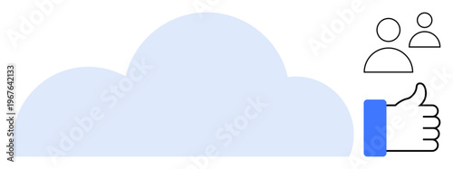 Cloud computing concept. Cloud used for data sharing among users and enhancing social interaction. Cloud designed for communication, team collaboration, data backup, and SaaS platforms. Usage ideas