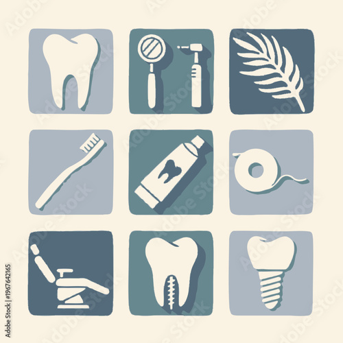 Dental care and hygiene tools.