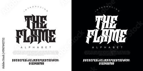 The Flame blackletter gothic font for heavy metal band logo tattoo studio and streetwear apparel design